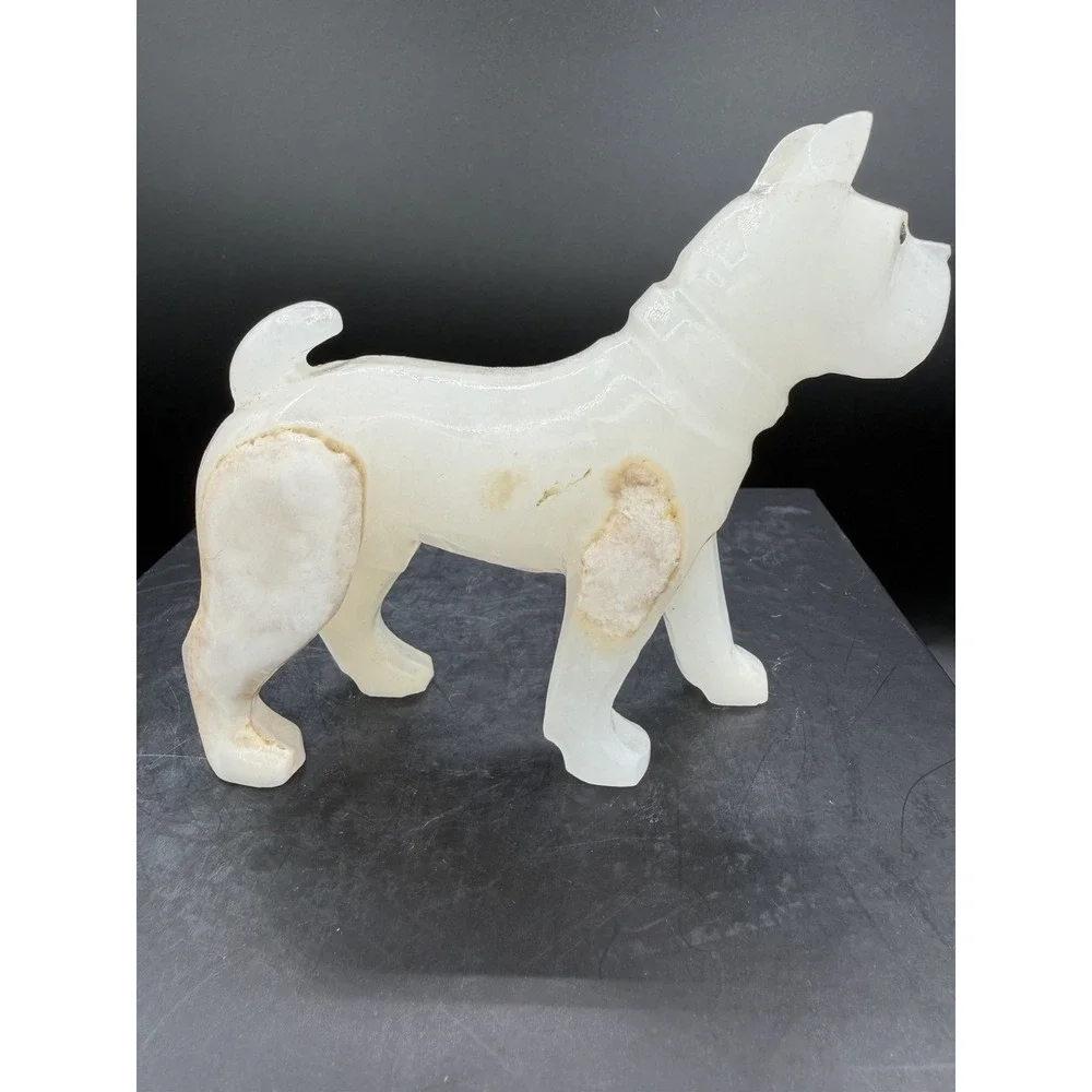 🐾🖤 Vintage Calcite Onyx Alert Dog Figurine 🖤🐾